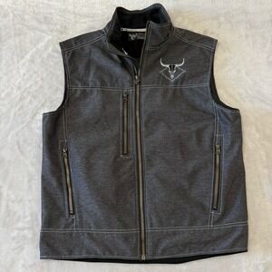 Cowboy Hardware Mens Vest Small Gray Western Bull Skull Sleeveless Jacket